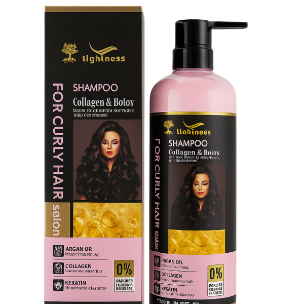 شامپو مو فاقد سولفات موی فر لایتنس LIGHTNESS مدل COLLAGEN & BOTOX حجم 900 میلی لیتر