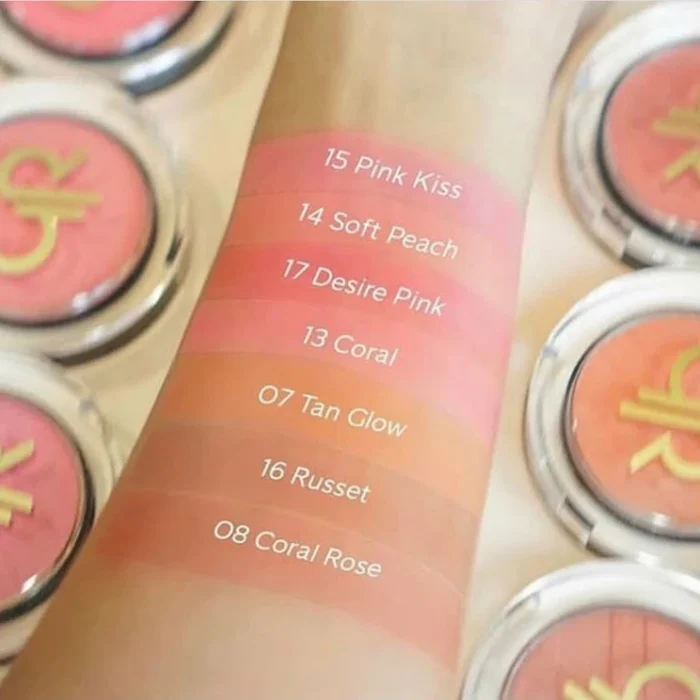 رژ گونه پودری گلدن رز مدل Powder Blush Soft And Silki رنگ Pink Kiss شماره 15